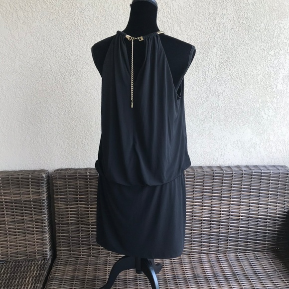 Jessica Simpson Blouson Halter Dress Black Gold 14 - Picture 4 of 7